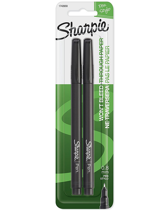 Marker Sharpie Pen Fine Black 2 Pk