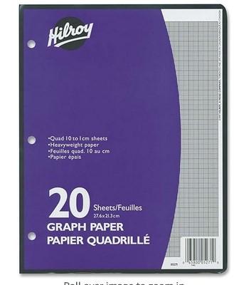 Refill Paper Metric Quad 20 Pk 10 To 1cm