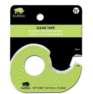 Buffalo Clear Tape W/ Plastic Dispenser, 0.50" X 600