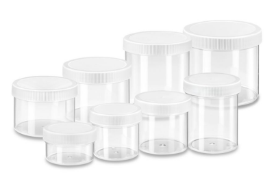 Clear Round Wide-Mouth Plastic Jars