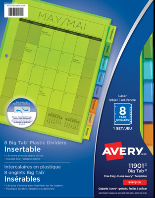 Index Dividers 5 Big Tab Color