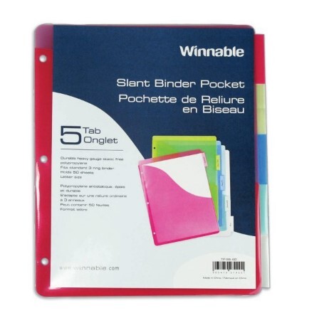 Dividers With Binder Pocket, 5-tabs