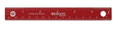 Ruler Stainless Steel 6" Asst Clr