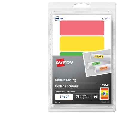 Colour Coding Labels Removable Rectangular