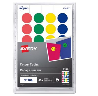 Removable Colour Coding Lable 3/4 Round 240pk